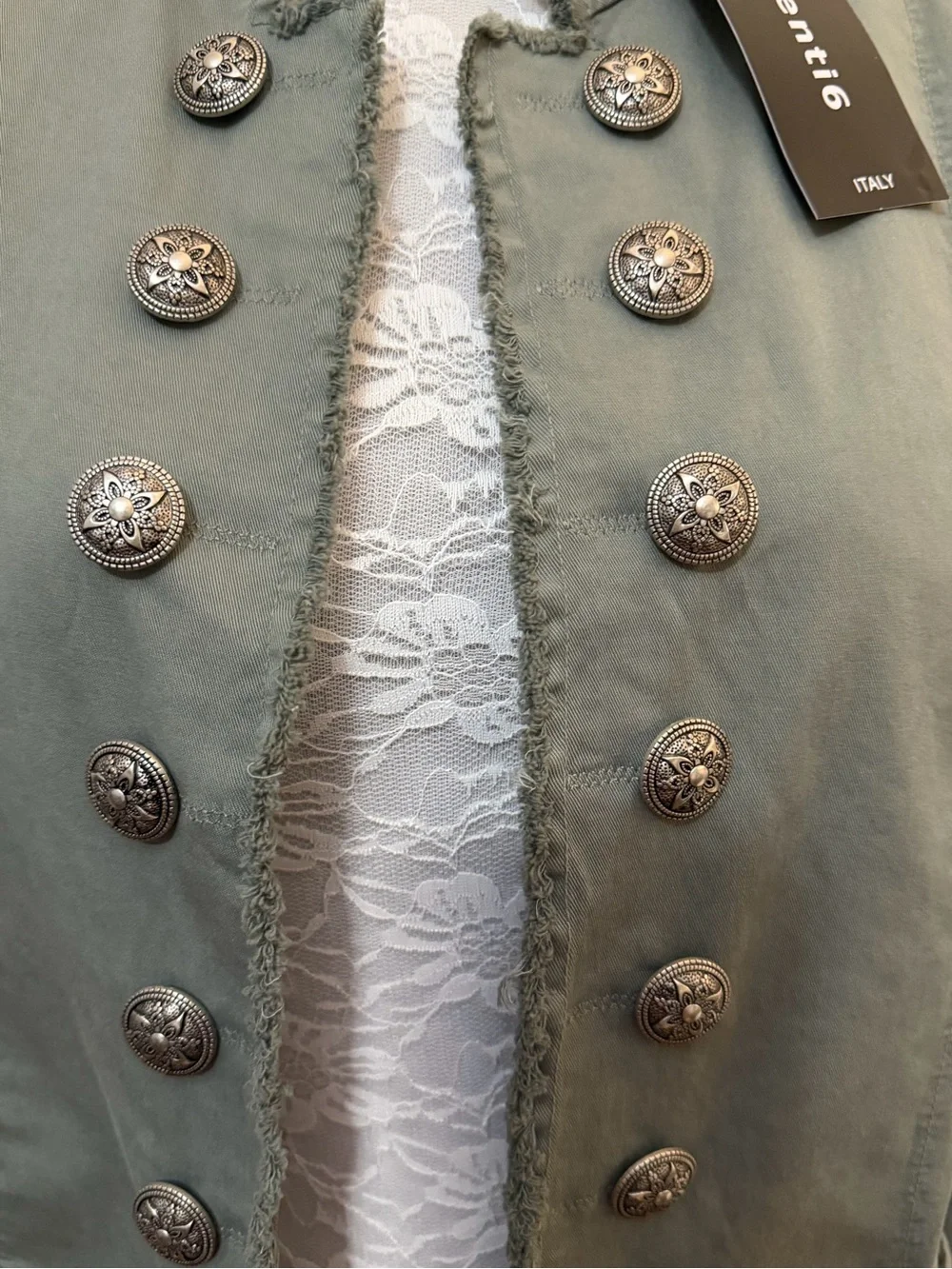 Olive Military-Style Long Jacket